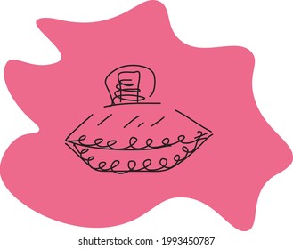 beautiful stylish hand-drawn perfume bottle on bright pink background