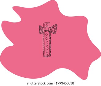 beautiful stylish hand-drawn perfume bottle on bright pink background