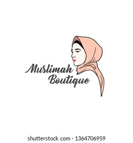Beautiful Stylish Hijab Girl Boutique Logo, Brand, Vector Design, Icon, Sign, Template