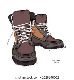 beautiful stylish leather boots. Vector illustration