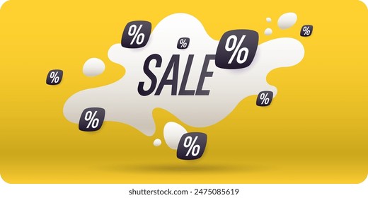 A beautiful and stylish poster to attract the attention of customers to the sale. Abstract shapes on the background. An illustration with graphic elements in a modern style. Advertising for the store.