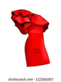 A beautiful stylish red dress and ruffles/frills  Fashionable dresses    ruffle   valance  beautiful models dresses for women's fashion  Vector illustration  EPS10 