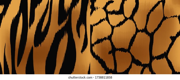 Beautiful stylish texture coloring tiger black and gold color