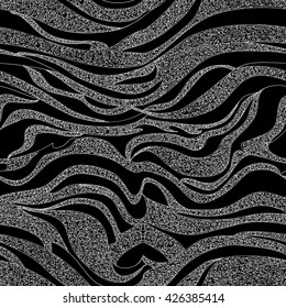 Beautiful stylish vector seamless pattern with curling horizontal lines with figured ornament. Decorative endless texture. You can use any color of background