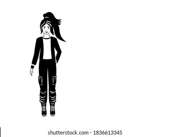 Beautiful stylish woman with high ponytail hairstyle