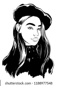 Beautiful Stylish Young Woman Black Beret