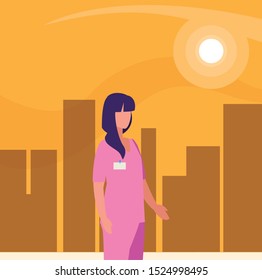 beautiful stylist worker character vector illustration design