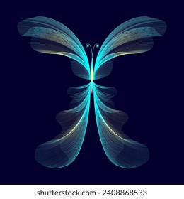 Beautiful stylized butterfly isolated icon. Vector sketching illustration.