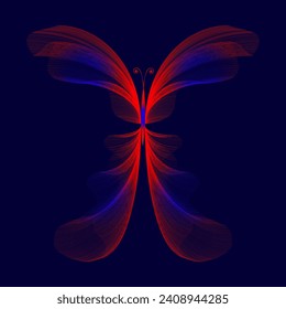 Beautiful stylized butterfly isolated icon. Vector sketching illustration.