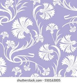 Beautiful stylized carnations seamless pattern, elegant floral repeating background