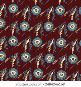 Beautiful stylized floral ornament. Floral rhythmic pattern.