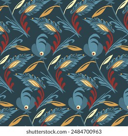 Beautiful stylized floral ornament. Floral rhythmic pattern.