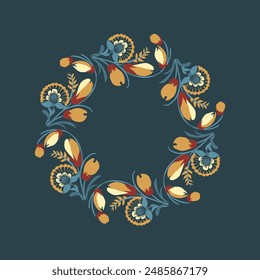 Beautiful stylized floral ornament. Floral rhythmic pattern.