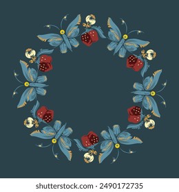 Beautiful stylized floral ornament. Floral rhythmic pattern.