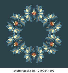 Beautiful stylized floral ornament. Floral rhythmic pattern.