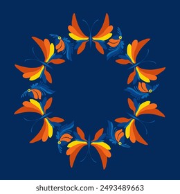 Beautiful stylized floral ornament. Floral rhythmic pattern. Vintage botanical composition of fantastic plant elements.