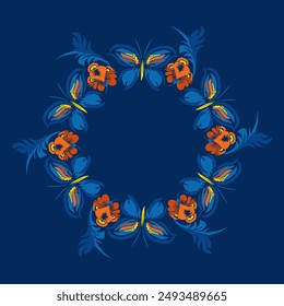 Beautiful stylized floral ornament. Floral rhythmic pattern. Vintage botanical composition of fantastic plant elements.