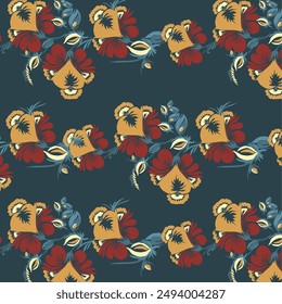 Beautiful stylized floral ornament. Floral rhythmic pattern. Vintage botanical composition of fantastic plant elements.