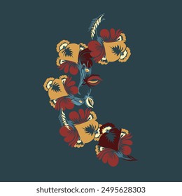 Beautiful stylized floral ornament.  Vintage botanical composition of fantastic plant elements.