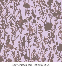 Beautiful stylized seamless floral pattern. Blue, gray and yellow colors dominate. Trendy floral pattern on endless blue background.