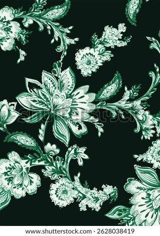 Beautiful stylized seamless floral pattern. Blue, gray and yellow colors dominate. Trendy floral pattern on endless blue background.