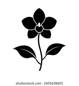 A beautiful, stylized silhouette of an orchid plant with several blossoms.