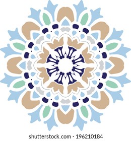 Beautiful subtle floral mandala. Round pattern. 