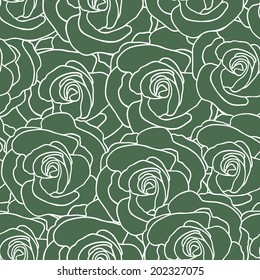 beautiful subtle seamless stylized green vector roses wallpaper background pattern design