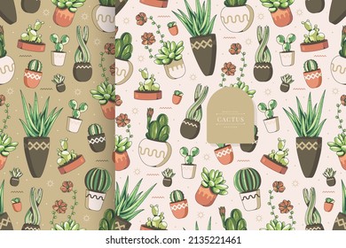 beautiful succulent plant seamless pattern