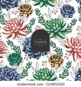 beautiful succulent seamless pattern design