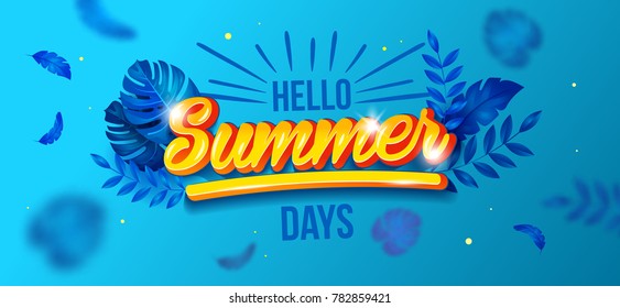 Beautiful summer background banner design. Trendy illustration on the background with palm trees. Vector illustration. Summer time day