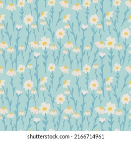 Beautiful summer background with daisies flowers. Floral seamless pattern. Vector illustration.