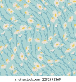 Beautiful summer background with daisies flowers. Floral seamless pattern. Vector illustration.
