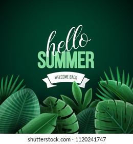 Beautiful summer background with palm leaves. Vector illustration.