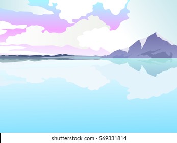 Beautiful summer background. Vector illustration. Seascape.