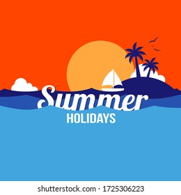 Beautiful Summer beach background.vector illustration