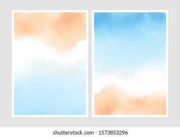 beautiful summer beach and blue ocean top view background for wedding invitation card 5x7 collection