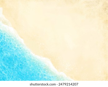 Beautiful summer beach frame illustration of the sea seen from above.summer background illustration