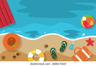 Beautiful Summer Beach Sea Nature Vacation Top View Background Illustration 05