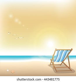 Beautiful summer beach in twilight,  vector background