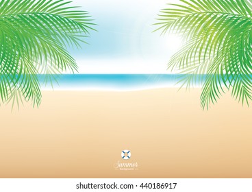 Beautiful summer beach - vector background with copy space