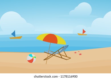 Beautiful summer beach vector landscape