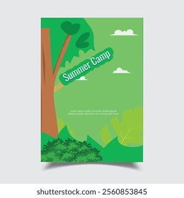 Beautiful Summer Camp in Jungle with Vector Illustration