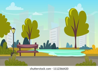 Beautiful Summer City Park Lake Cartoon Stock Vector (Royalty Free ...