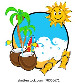 beautiful summer element decorated frame, illustration