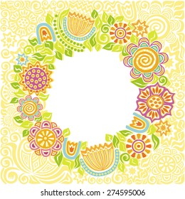 Beautiful summer floral pattern frame vector illustration