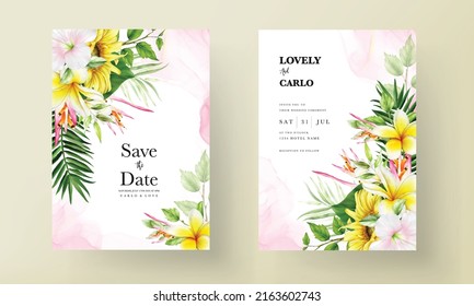 beautiful summer floral wedding invitation card