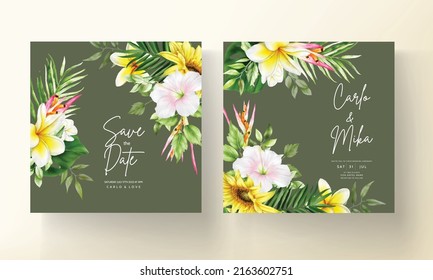 beautiful summer floral wedding invitation card