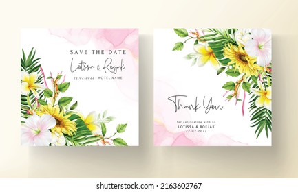 beautiful summer floral wedding invitation card
