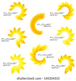 beautiful summer flower icon set, abstract flower shapes